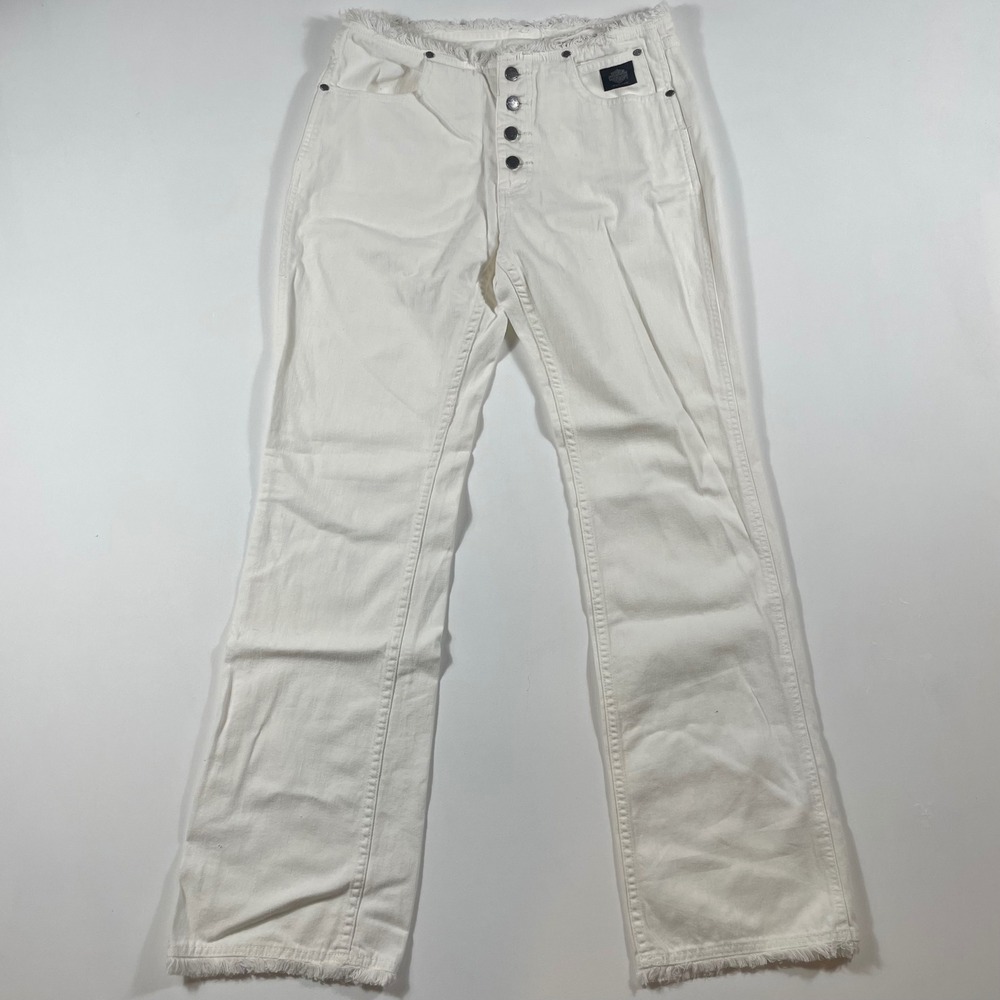 Harley Davidson Jeans Womens Size 8 Denim 30" Inseam Raw Hem Button Fly Boot Cut